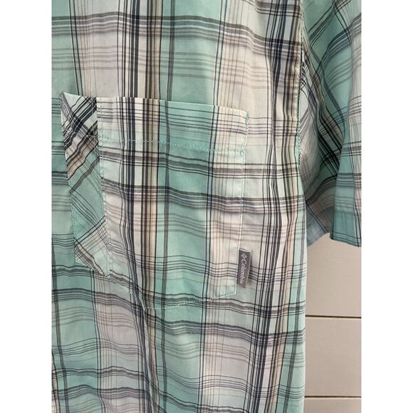 Columbia Men's Decoy Rock Short Sleeve Shirt Mint Plaid Omni Wick Size Large - Picture 4 of 4